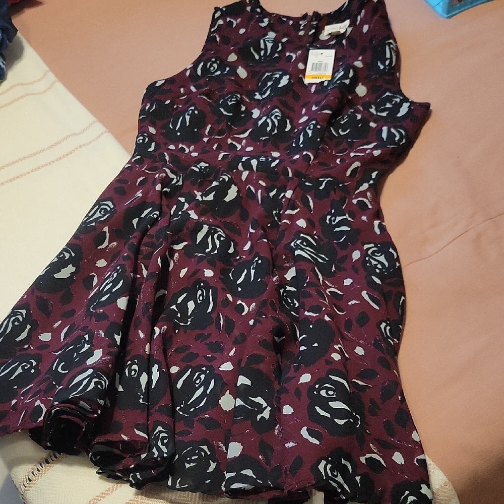 Maison Jules Womens Dress in Black and Burgundy Small